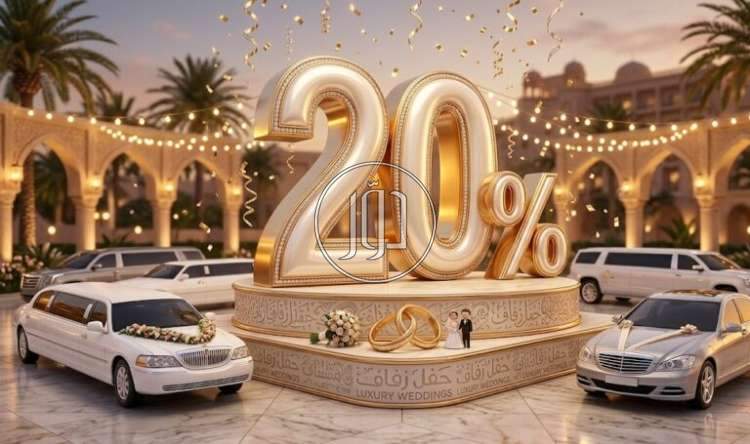 خصم 20% على ايجار سيارات الزفاف الليموزين هذا الشهر الدولي ليموزين 2026
