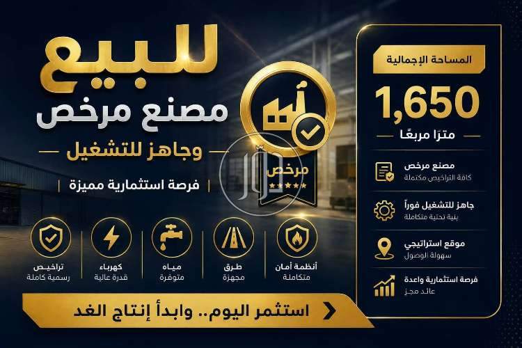 فرصة استثمارية : مصنع للبيع - بمدينة ابوتيج - المنطقة الصناعية بالزرابي